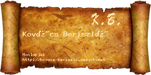 Kovács Beriszló névjegykártya